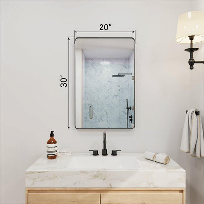 Rectangular bathroom mirror 20x30 dimensions with black frame wall-mounted