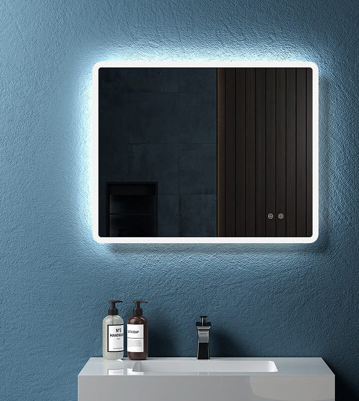 Rectangular frameless anti-fog bathroom mirror