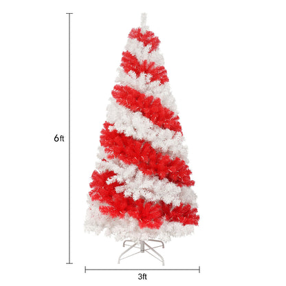 Red and white Christmas tree for home holiday decoration
