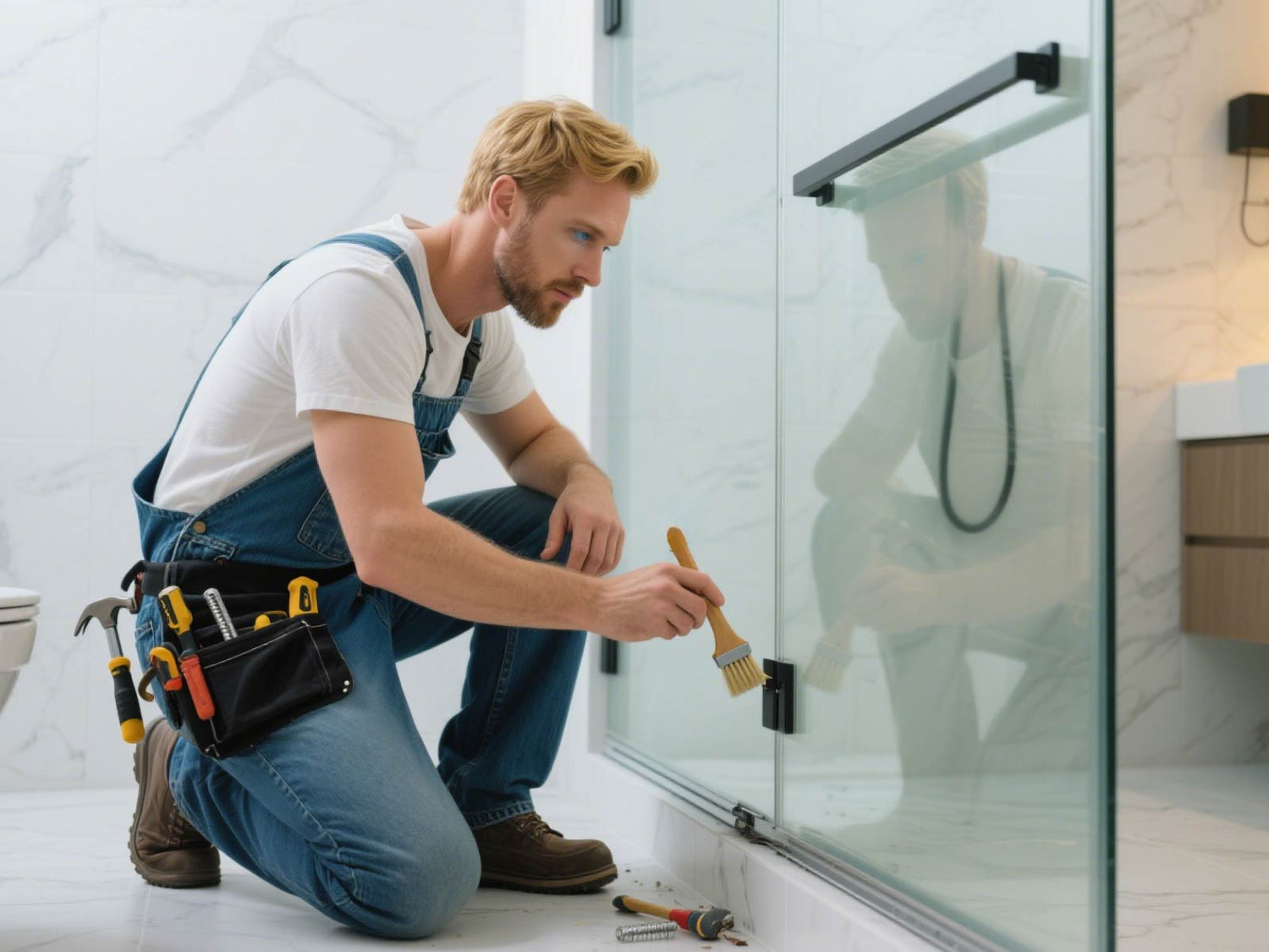 Regularly check sliding shower doors for malfunctions