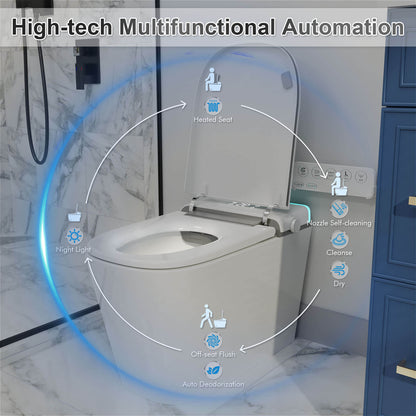 Remote Control Silent Flushing Smart Bidet Toilet with LED Light