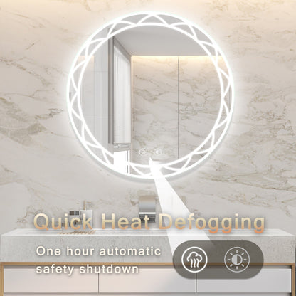 Round Bathroom Mirror with Adjustable Colors