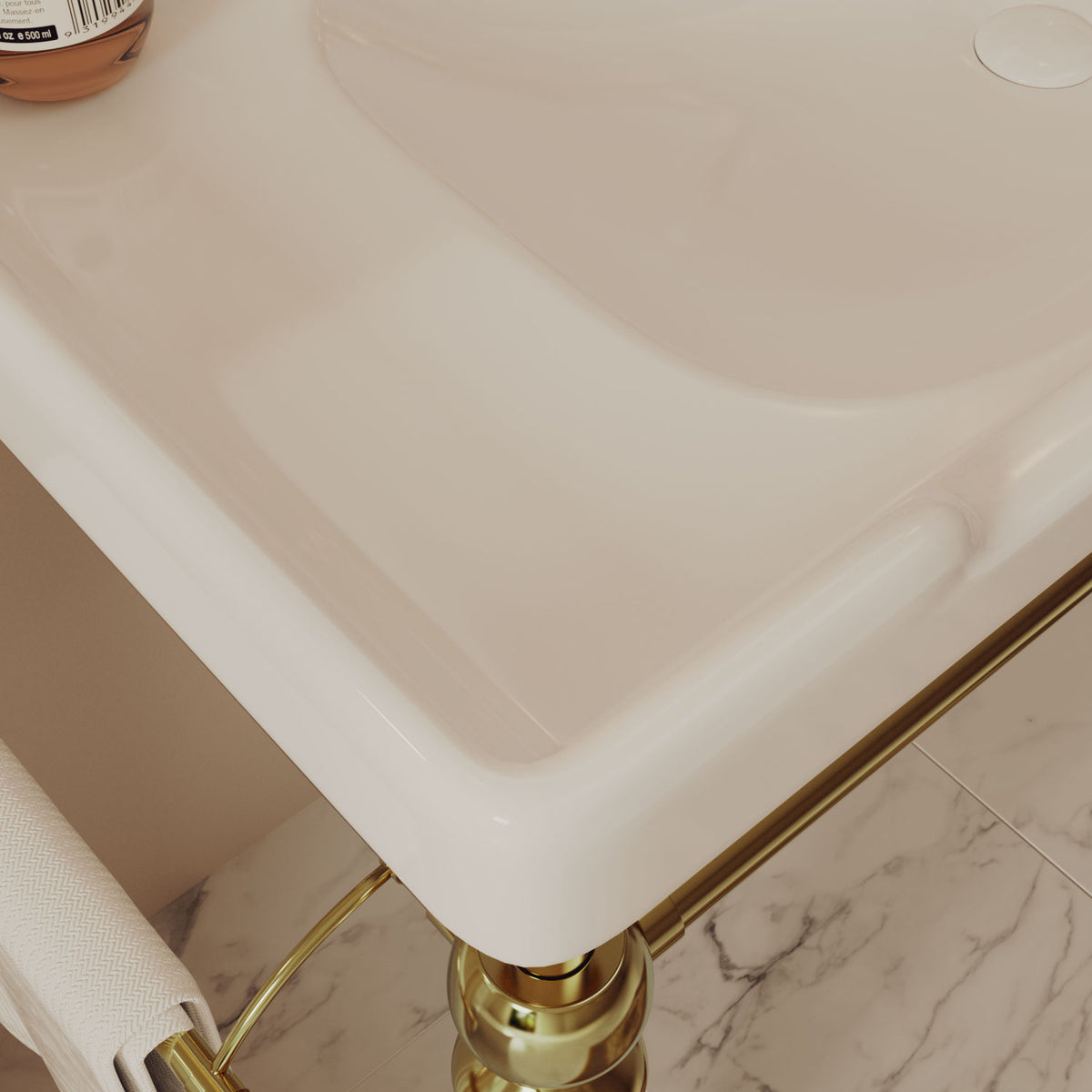 Rounded Edge Design 36 inch White Ceramic Console Sink