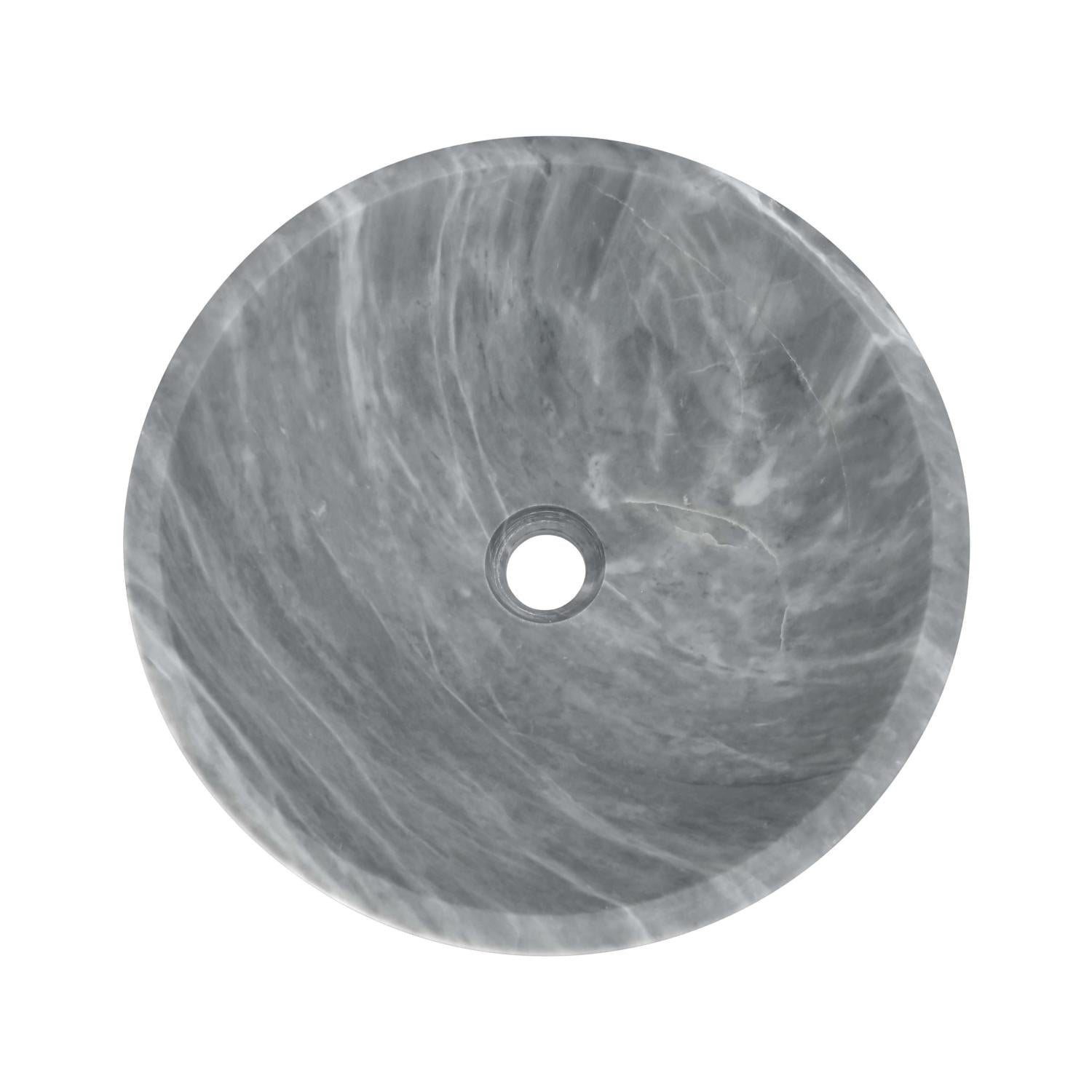 16" Gray Marble Round Above-Counter Bathroom Sink