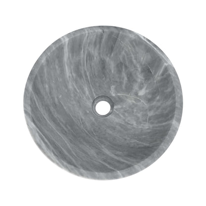 16" Gray Marble Round Above-Counter Bathroom Sink