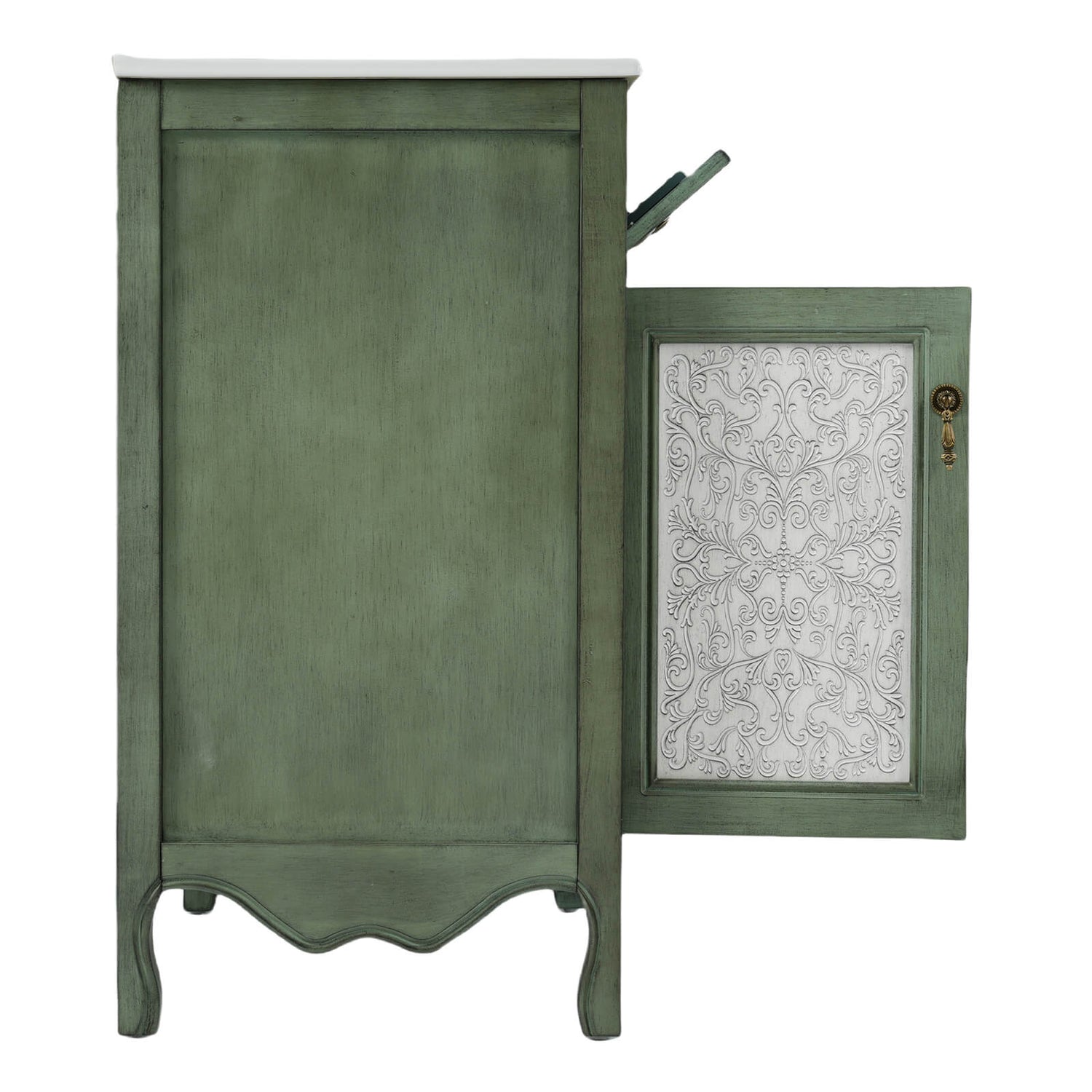 Rubberwood bathroom vanity with non porous ceramic sink