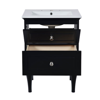 Rustic Black Shaker Vanity with Ceramic Sink and Clean Lines