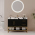 Modern 36 inch Black Single Sink Bathroom Vanity Gold Frame Stainless Steel Base Full Setting Scene View