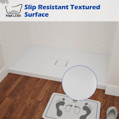 Safe and hygienic single threshold shower floor with anti slip pattern