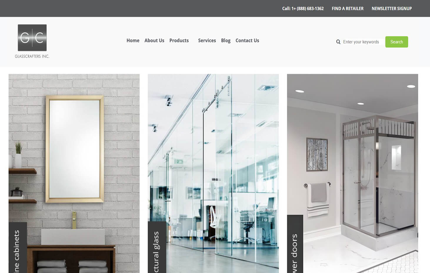 Screenshot of GlassCrafters' official website homepage