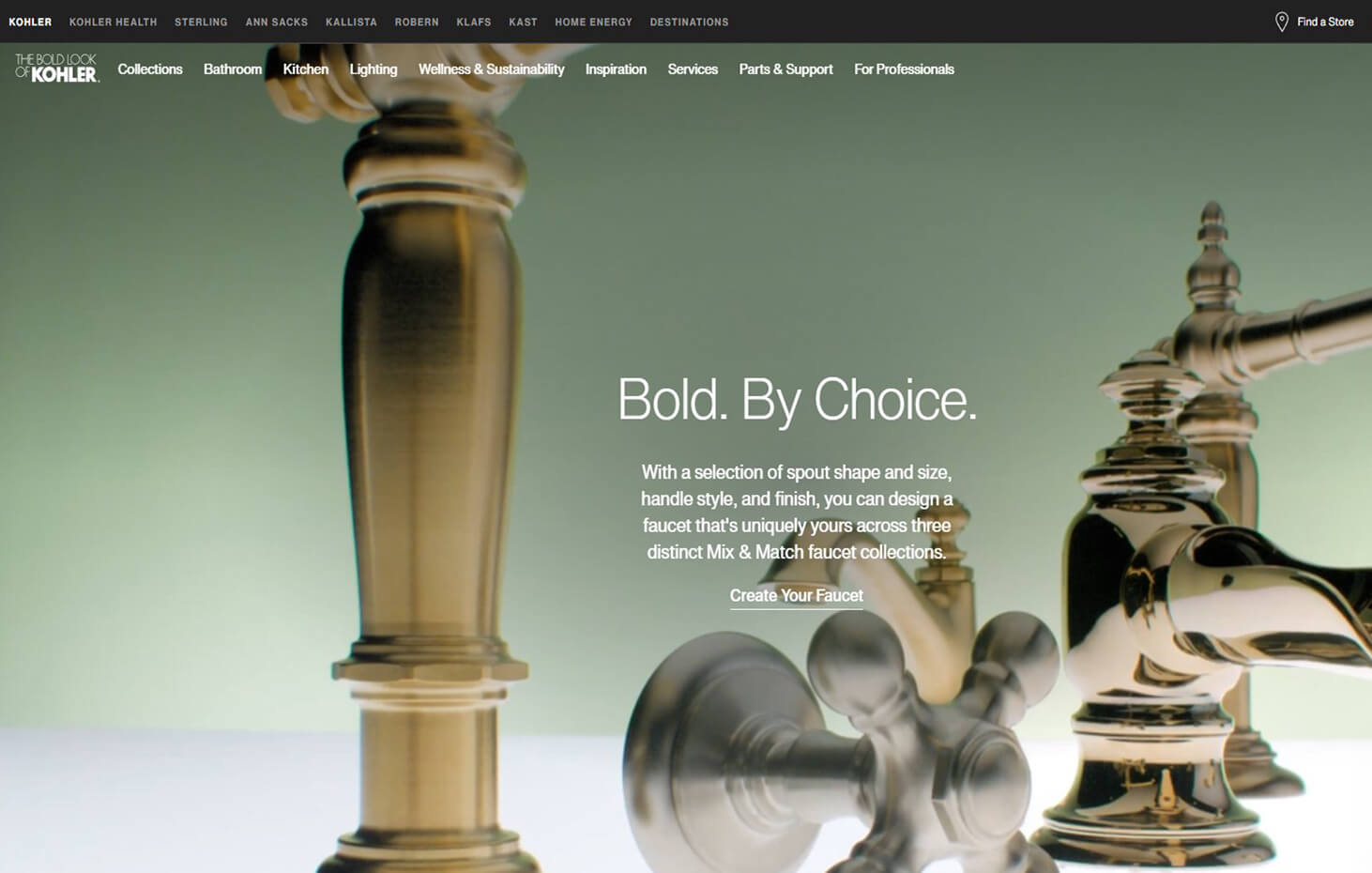 Screenshot of Kohler's official website homepage