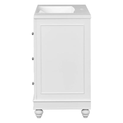 Seamless resin sink on vanity resistant to stains and water damage