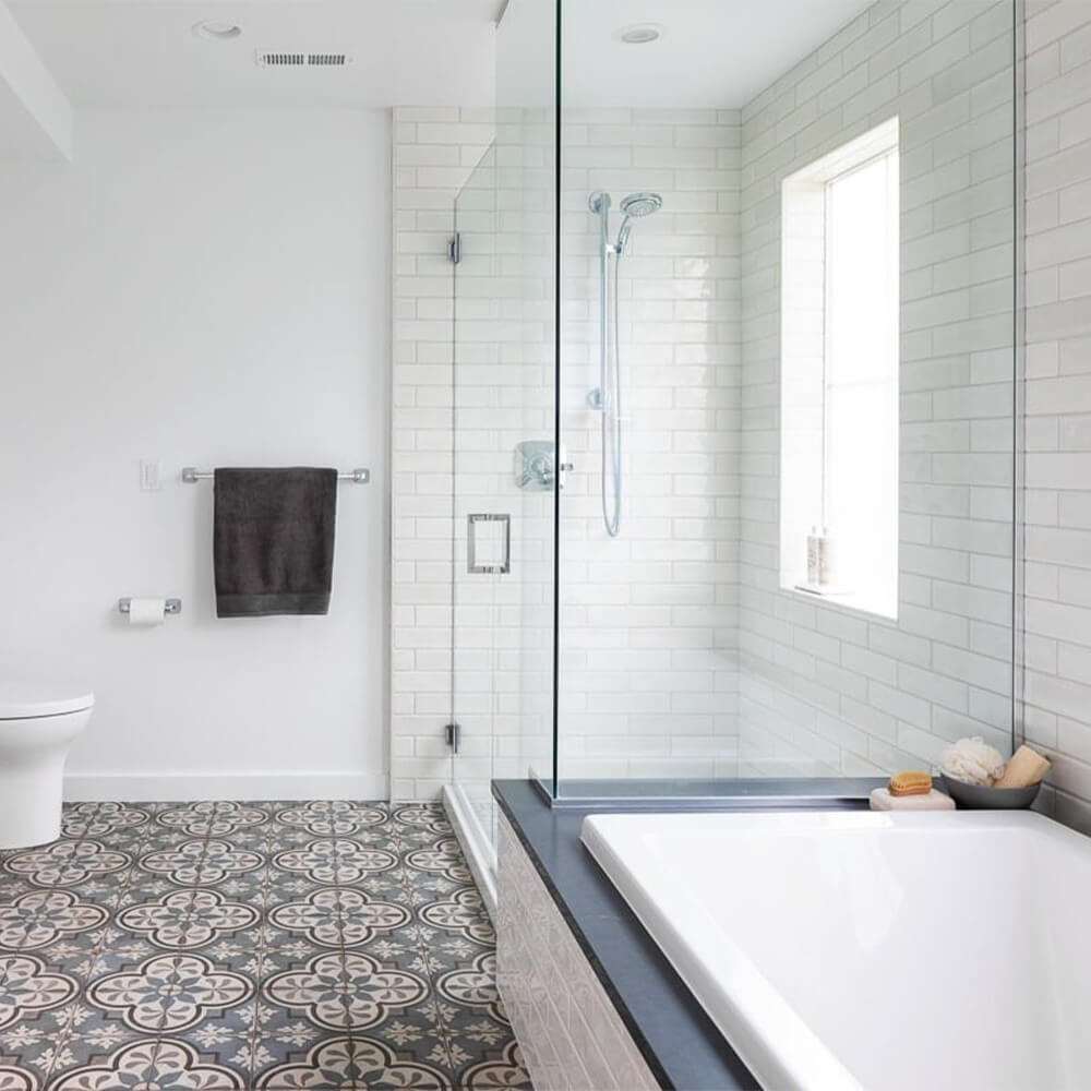 Shower and soaking tub side by side