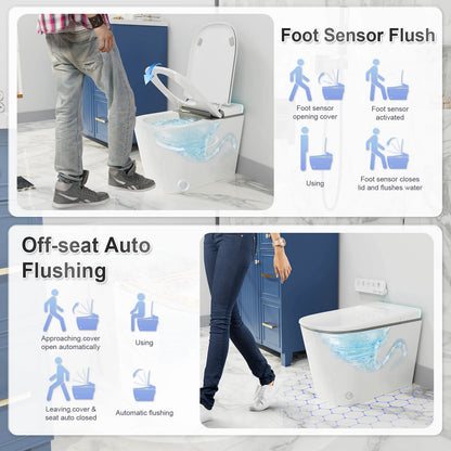 Silent Flushing Built-in Water Tank Smart Bidet Toilet with Auto Flushing