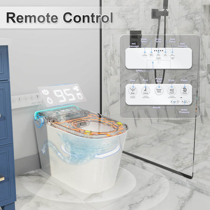 Silent Flushing LED Light Smart Bidet Toilet with Remote Control
