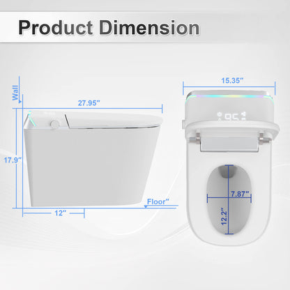 Silent Flushing Smart Bidet Toilet size
