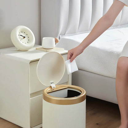 Silent lid bathroom trash can with odor control