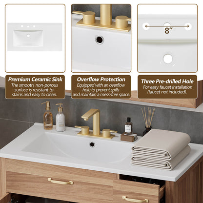 Single Sink Vanity with Adjustable Shelves and Overflow Protection