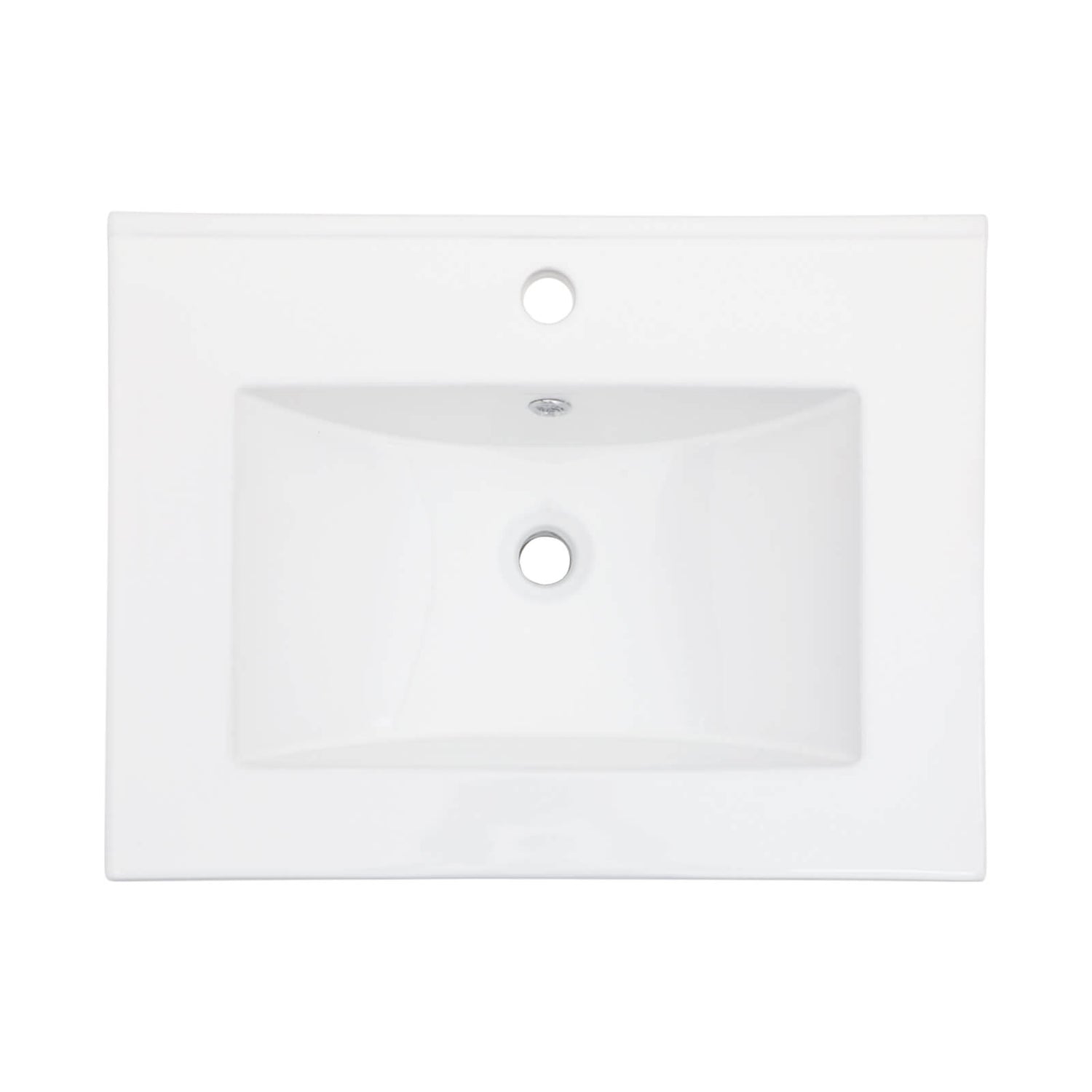 Single hole ceramic sink with built in countertop and basin