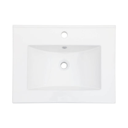 Single hole ceramic sink with built in countertop and basin
