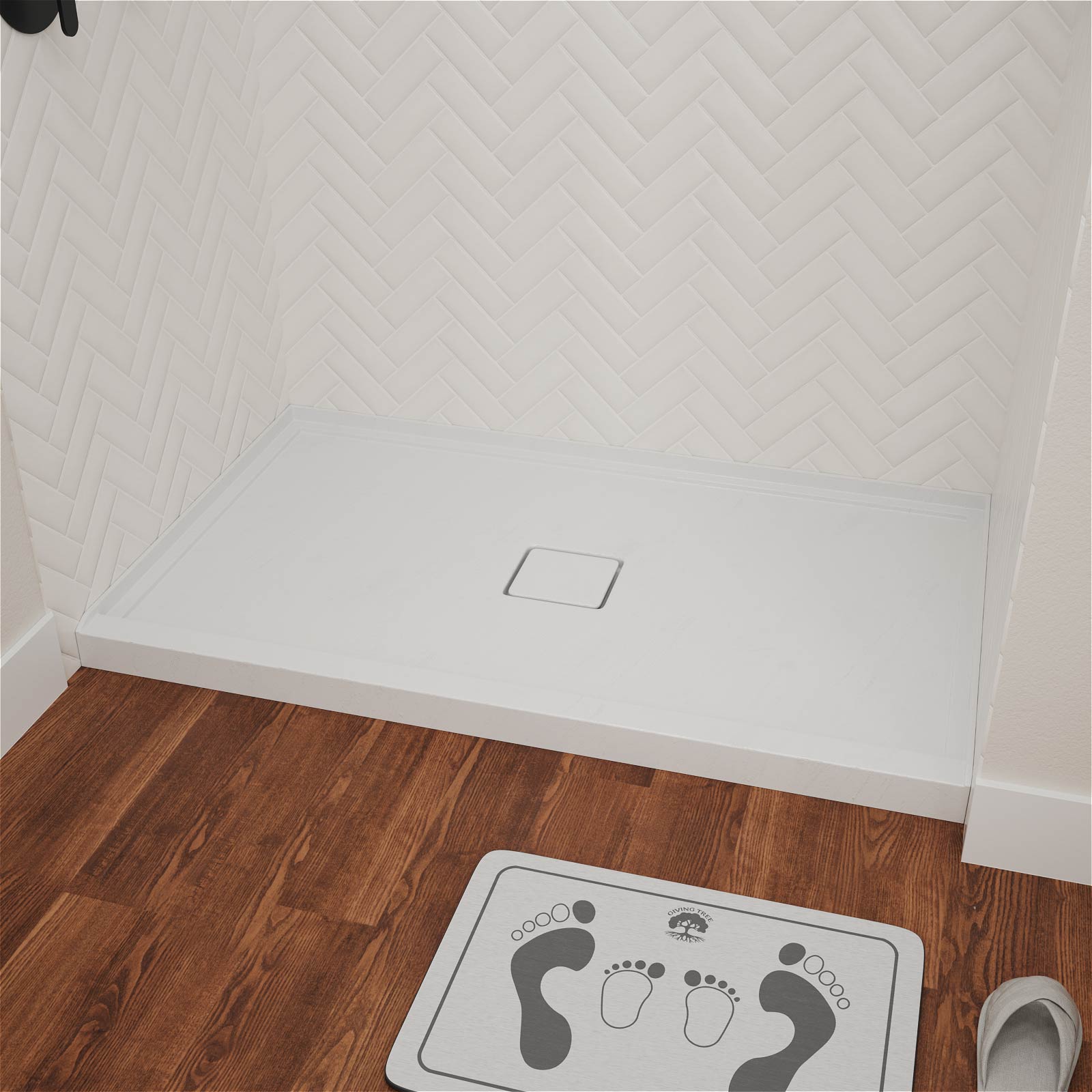 Single threshold 60x36 acrylic shower base with slip resistant texture