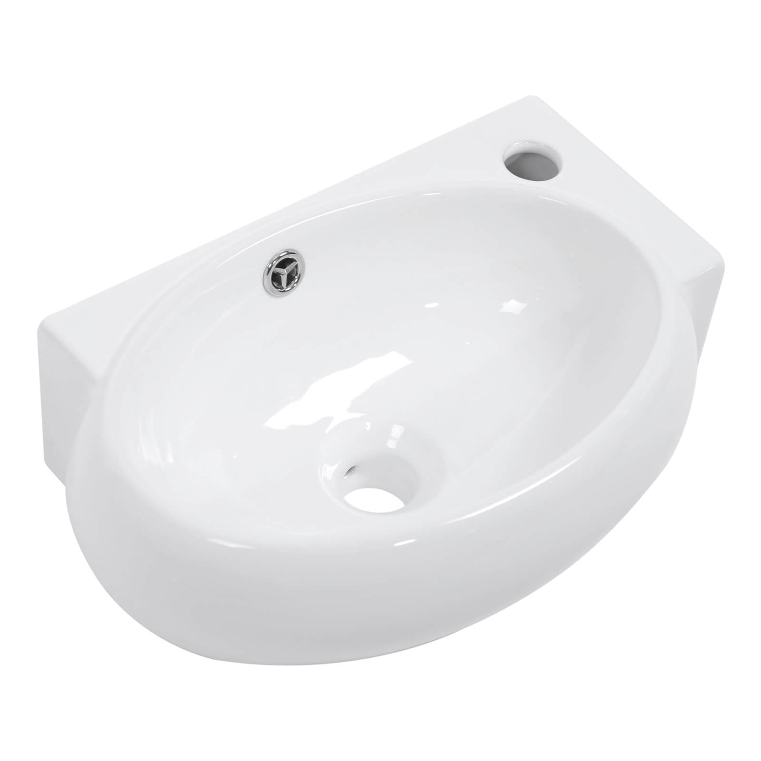 Sleek oval floating sink designed for narrow bathroom spaces