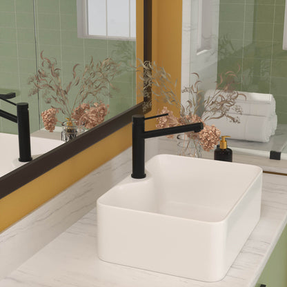 Sleek white ceramic bathroom sink with modern flair
