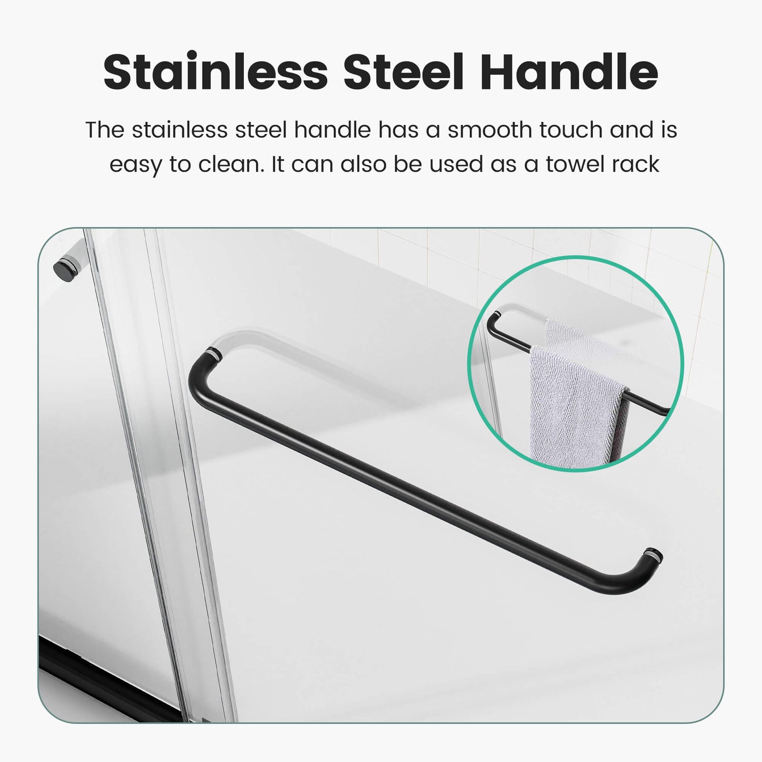 Sleek Matte Black Rounded Handles on Double Sliding Glass Shower Door