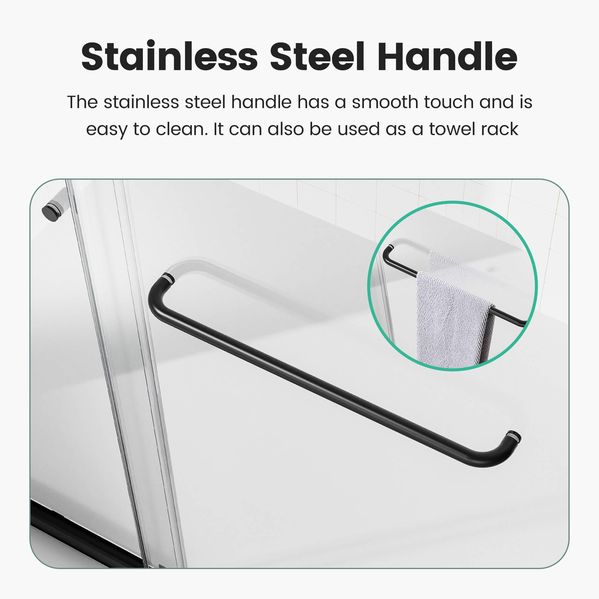 Sleek Matte Black Rounded Handles on Double Sliding Glass Shower Door