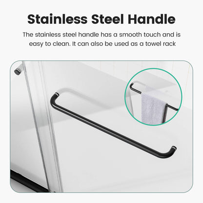 Sleek Matte Black Rounded Handles on Double Sliding Glass Shower Door
