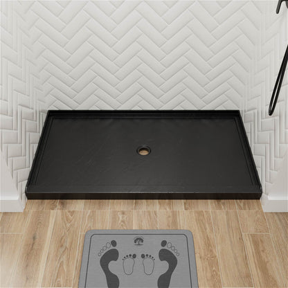 Slip resistant black acrylic shower base for bathroom remodels