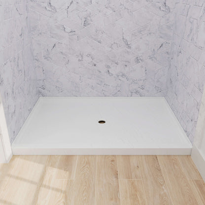Slip resistant acrylic shower pan surface texture for safe showering