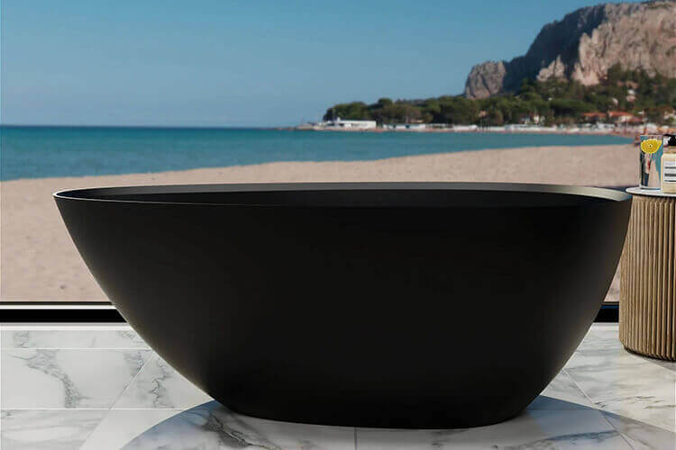 Small size matte black freestanding chicken shaped bathtub