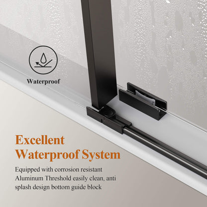Smooth Single Sliding Operation of Frameless Glass Shower Door 76 inch Height