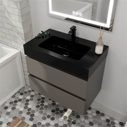 30&quot; Gray Contemporary Floating Bathroom Vanity