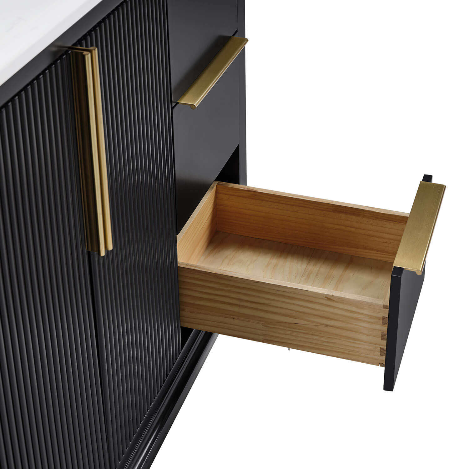 Soft-close dovetail pine wood drawers for bathroom storage