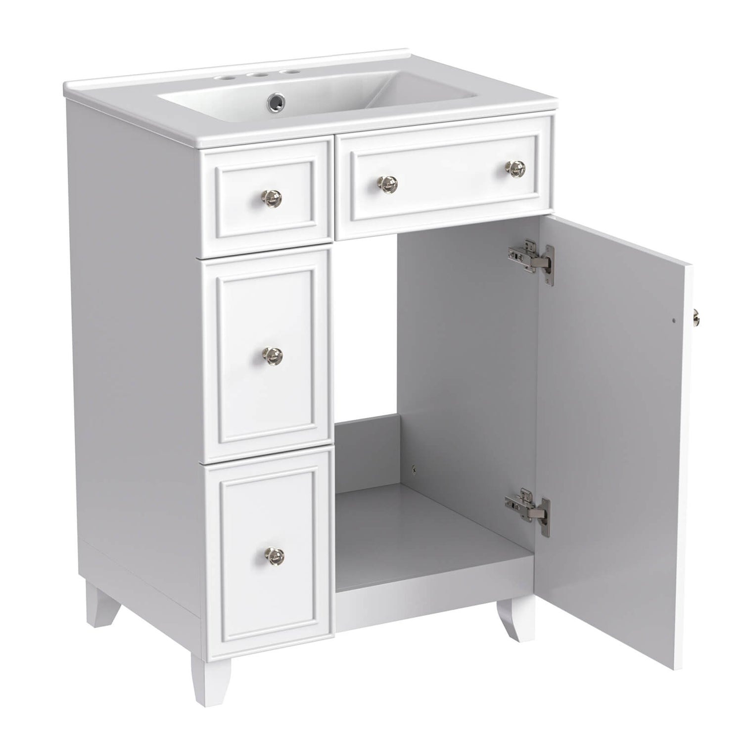 Soft-close drawers in the 24-Inch Bathroom Vanity for quiet smooth operation