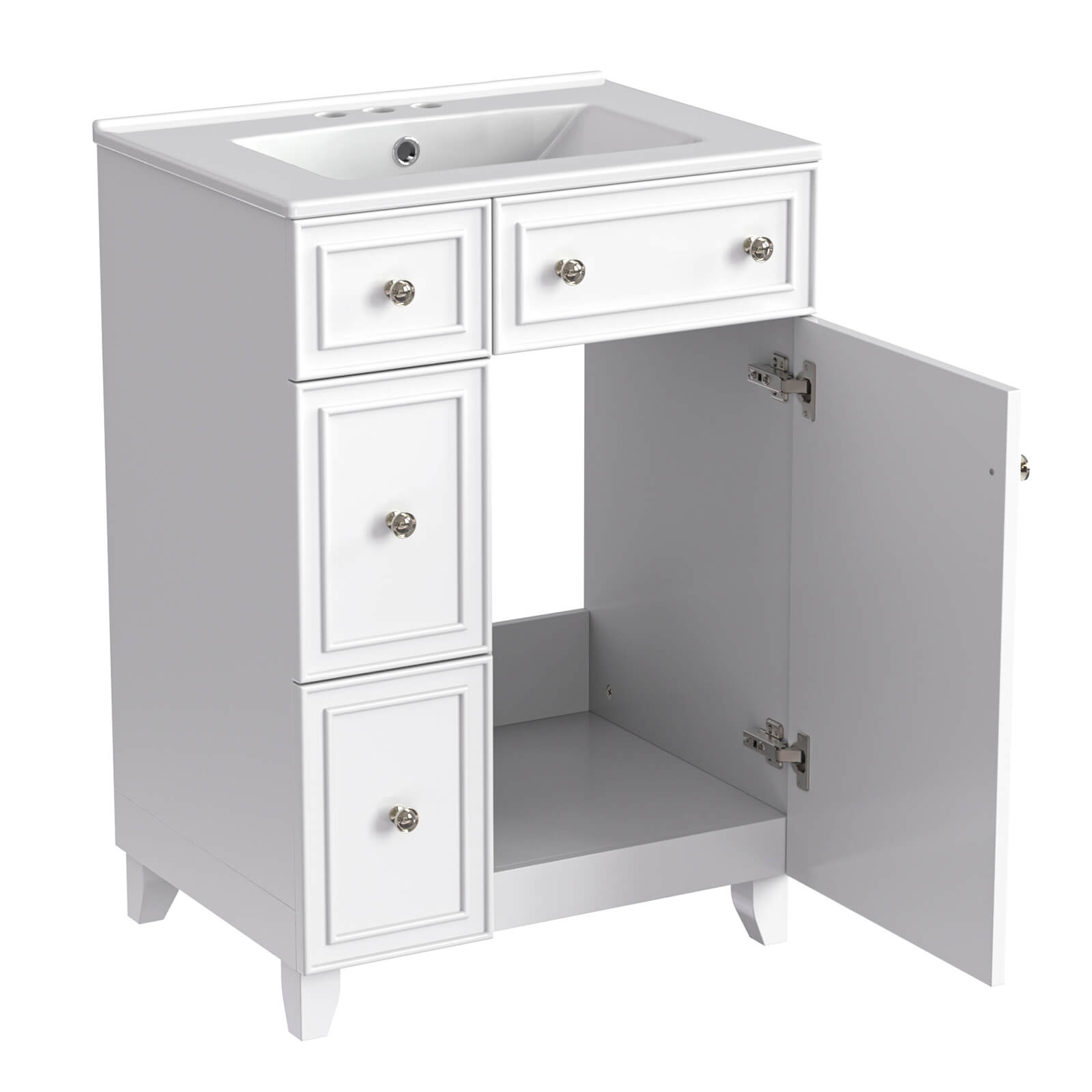 Soft-close drawers in the 24-Inch Bathroom Vanity for quiet smooth operation
