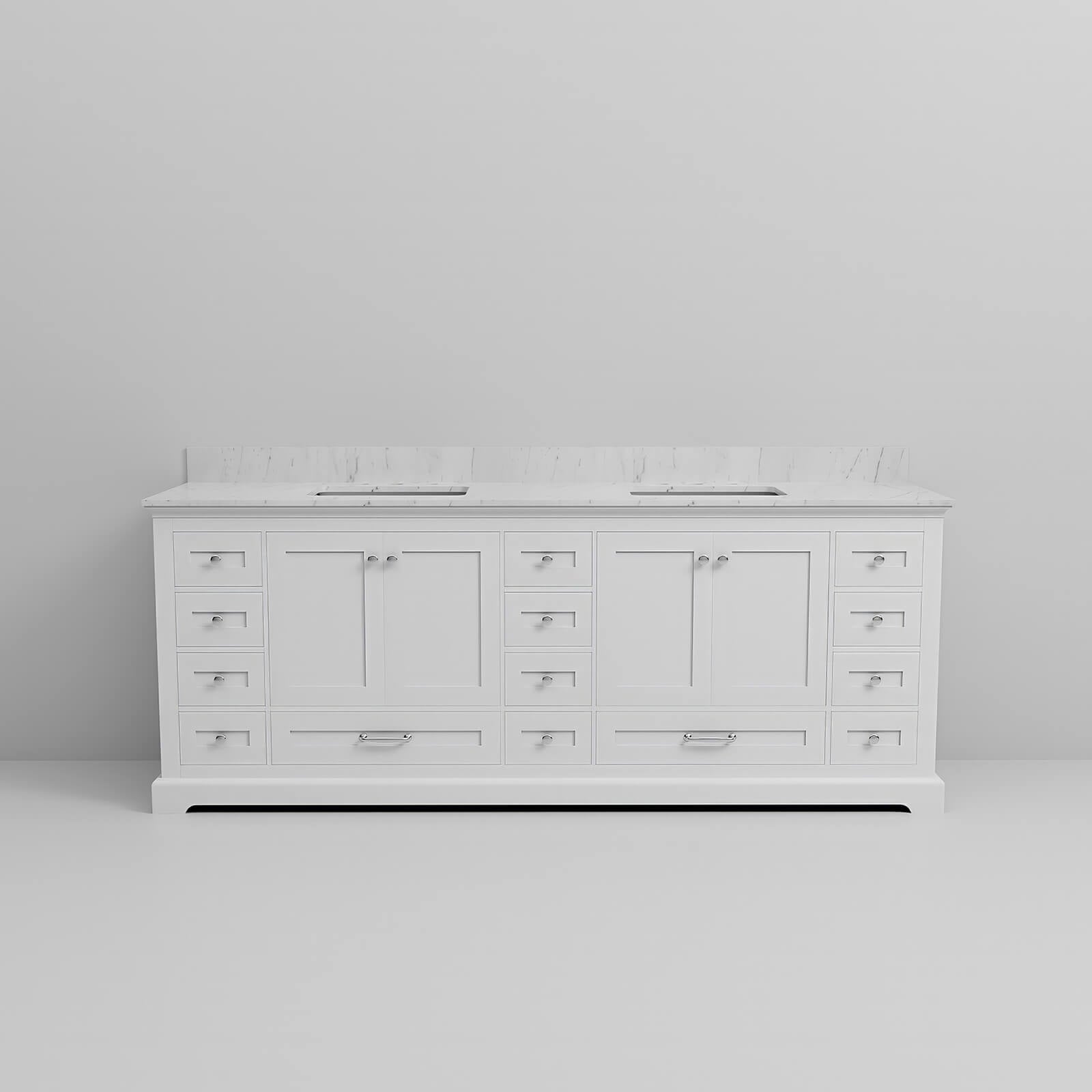 Solid wood 84 inch double vanity with ample storage