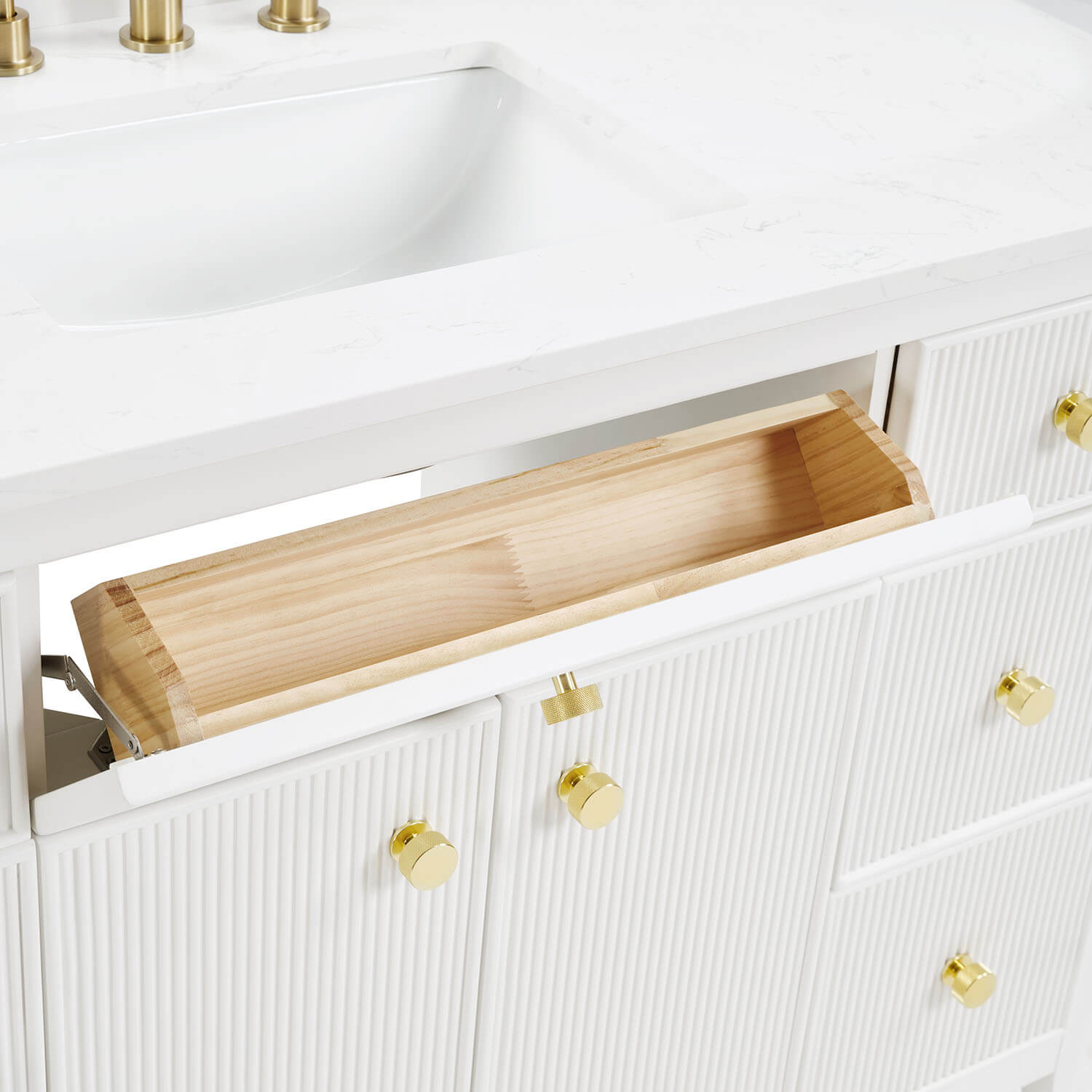 Solid wood bathroom vanity with dovetail pine wood drawers