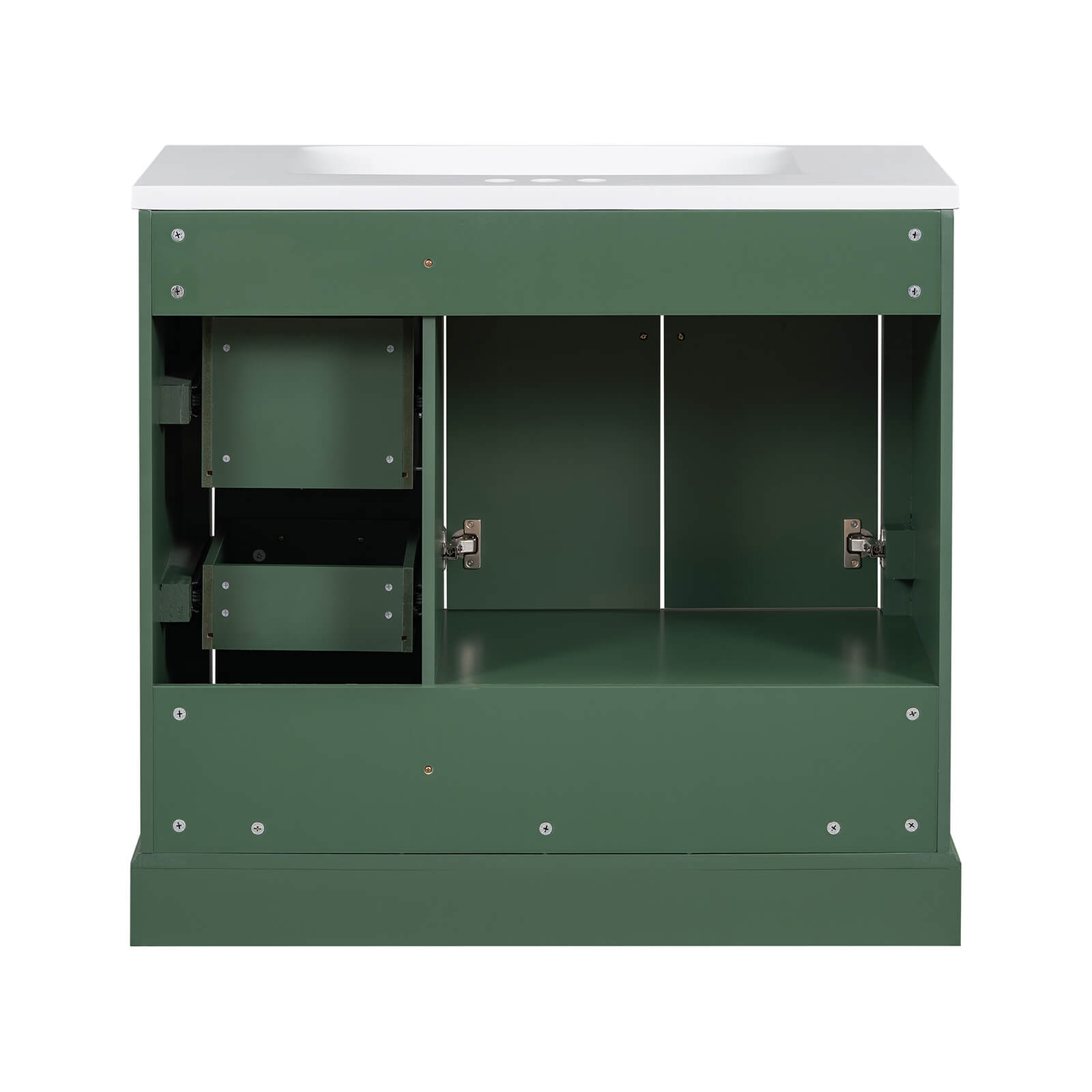 Solid wood frame vanity with MDF moisture-resistant construction