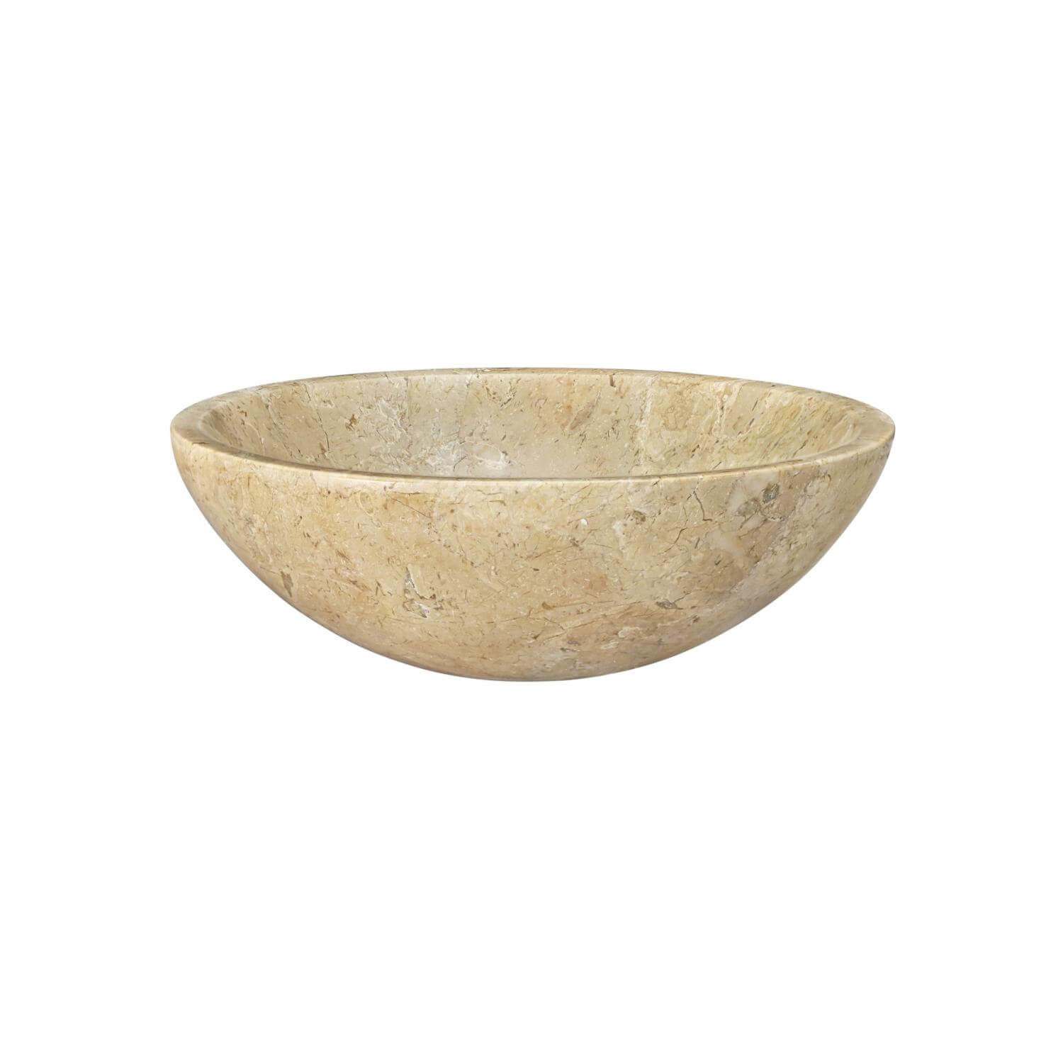 16" Beige Marble Round Above-Counter Bathroom Sink