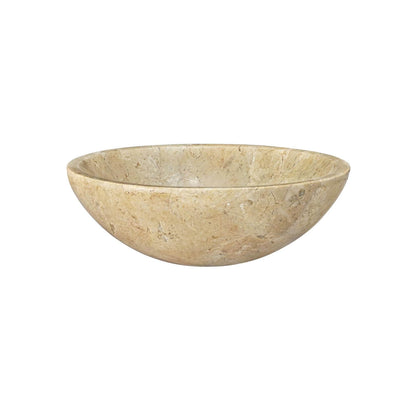 16" Beige Marble Round Above-Counter Bathroom Sink