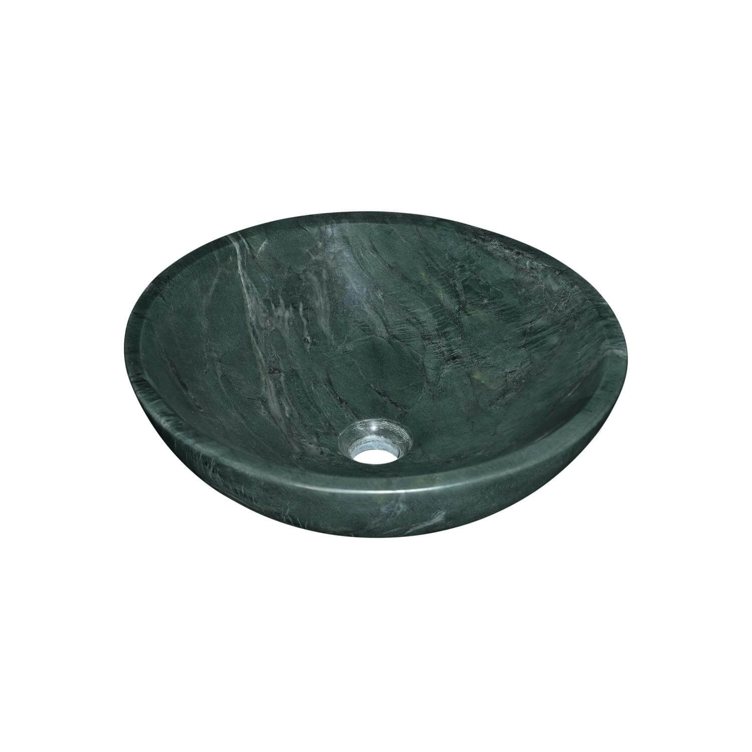 16" Green Marble Round Above-Counter Bathroom Sink