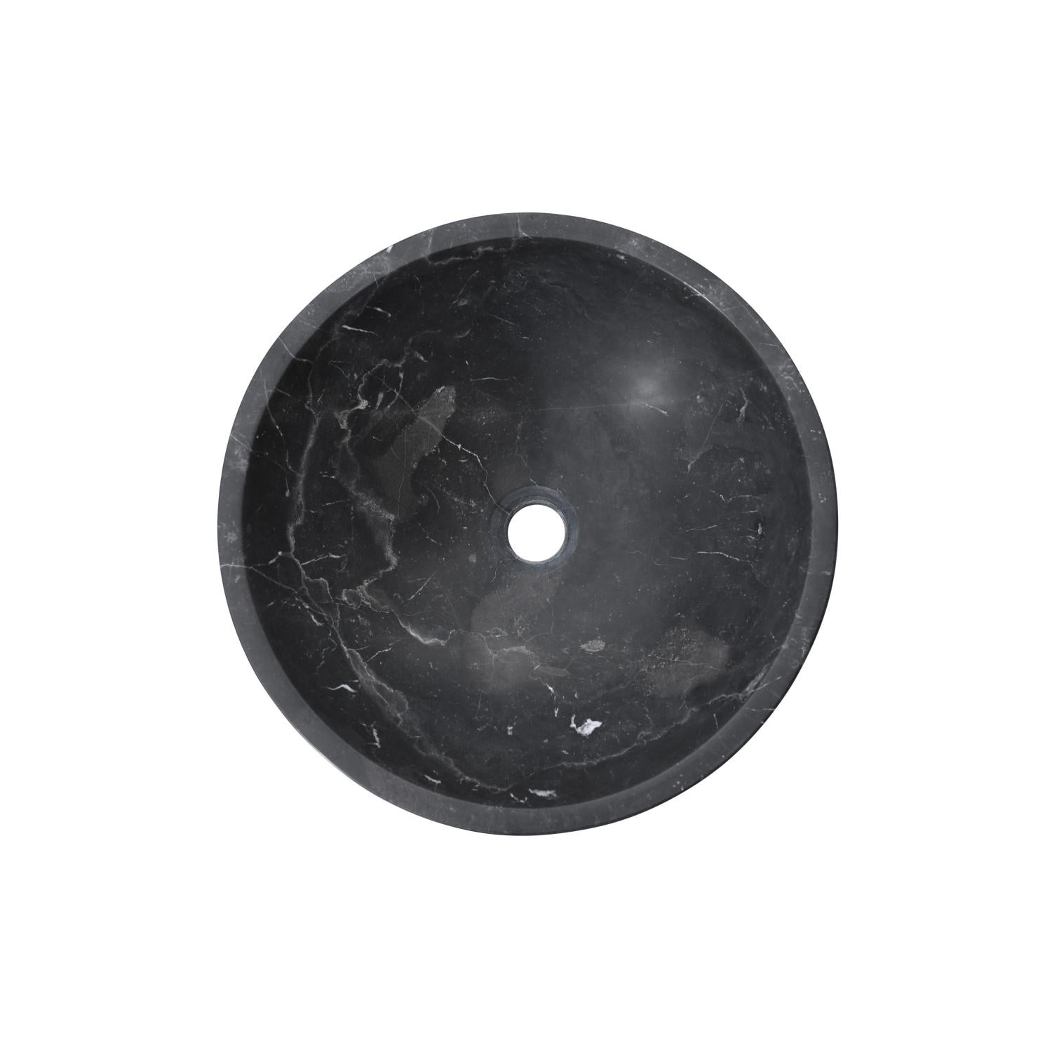 16" Dark Gray Marble Round Above-Counter Bathroom Sink
