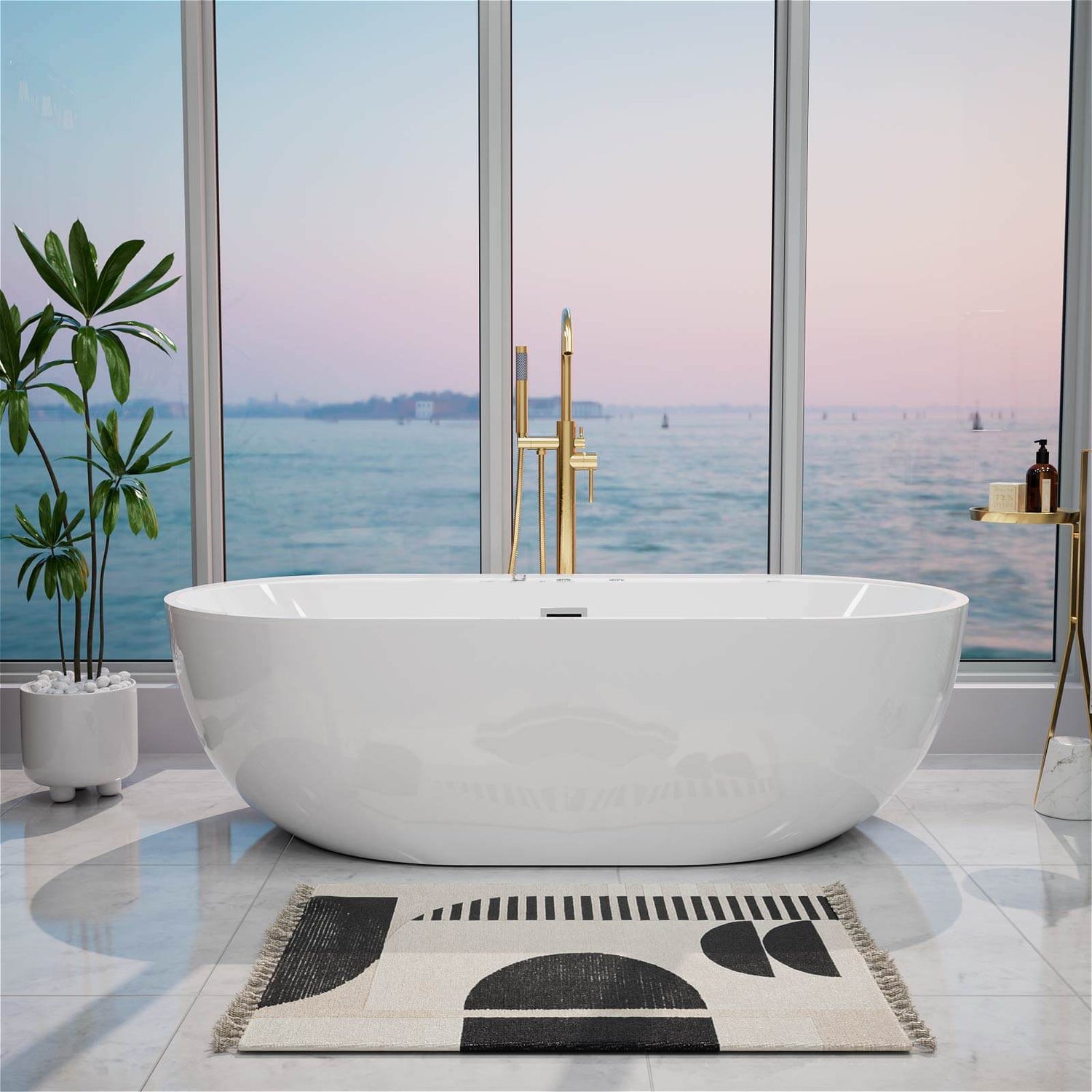 Spa grade air bubble tub with smooth acrylic finish
