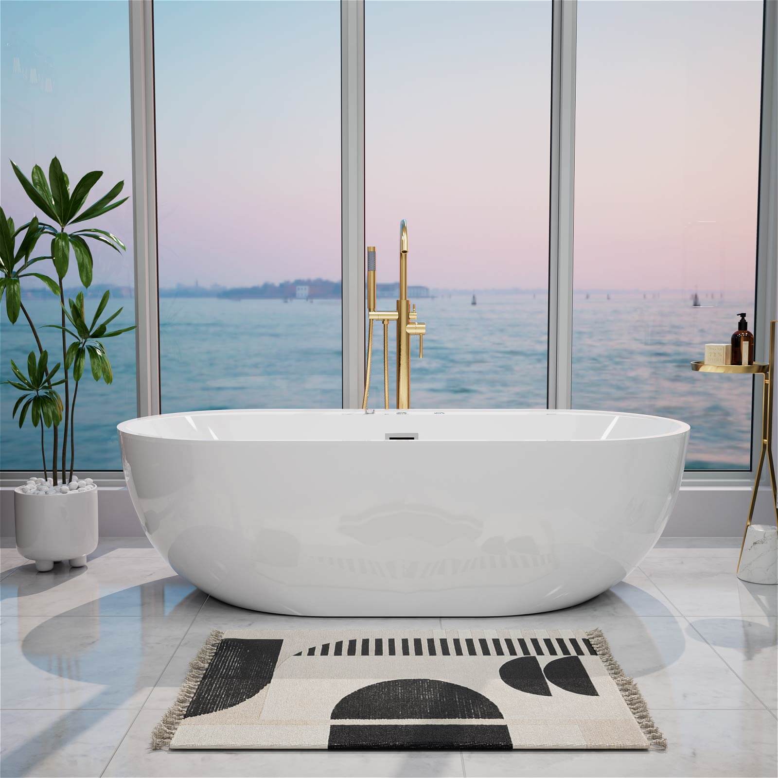 Spa grade air bubble tub with smooth acrylic finish