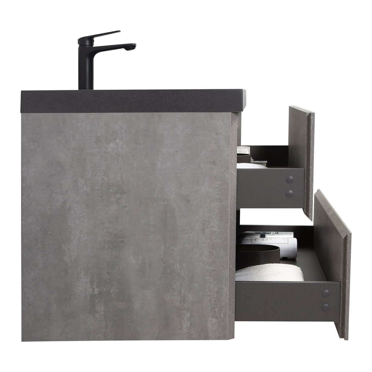 Space Saving 42 in Floating Bathroom Vanity in Cement Gray Finish