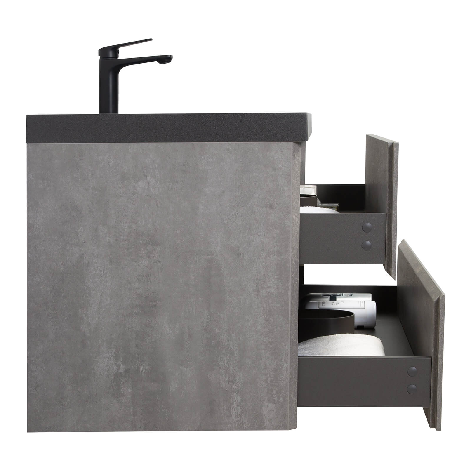Space Saving 42 in Floating Bathroom Vanity in Cement Gray Finish