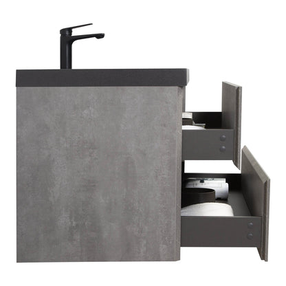 Space Saving 42 in Floating Bathroom Vanity in Cement Gray Finish